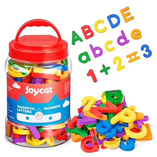 Image of JoyCat 104 Pieces Magnetic Letters Numbers Alphabet Fridge Magnets ABC 123 Preschool Educational Learning Plastic Colorful Toy Set Uppercase Lowercase Math Symbols for Toddlers Kids 3+