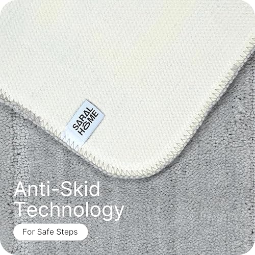 Image of Saral Home - Good Morning Mat, Soft, Anti-Skid, Washable, Water Absorbent, Quick Drying, All time usable Bathmat /Doormat /Runner. Slip-Resistant Backing for Everyday Safety. (LT.Grey. 40x60-2PC)
