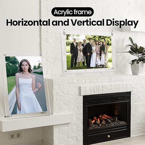 Thyle 8 Pcs Acrylic Photo Frame Clear Floating Picture Frame Brackets 8.5 X 11 Inch Document Certificate A4 Poster Frame Tabletop Or Hanging Wall Mount Display For Graduation Mother Father'S Day Gift thumb #2
