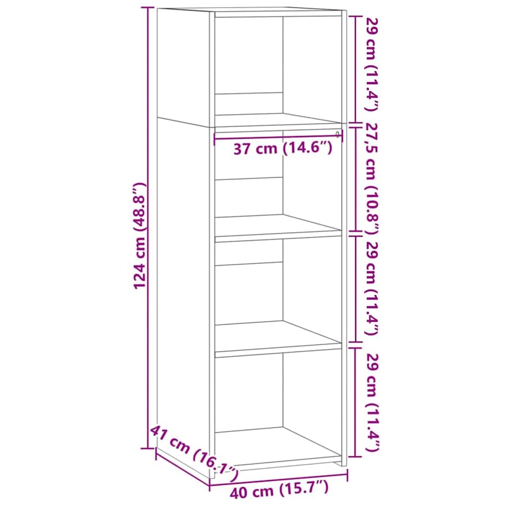Smoked Oak Engineered Wood Slim Highboard, 40x41x124 cm | Provides compact vertical storage for living rooms, hallways, and entryways.