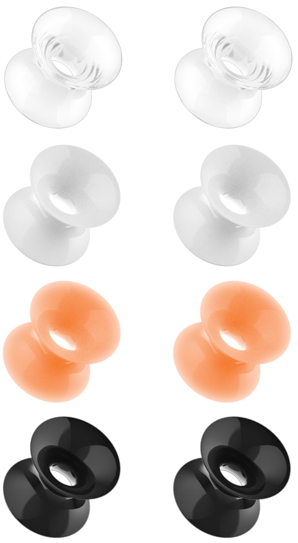 High Density Silicone Tunnels For Ears - Thin Silicone Ear Tunnels Gauge Ear Gauges - Soft Flexible Tunnel Guages Tunnel Plugs Earrings 8pcs Pack For Men Women (Black, Clear, White, Skin Tone)