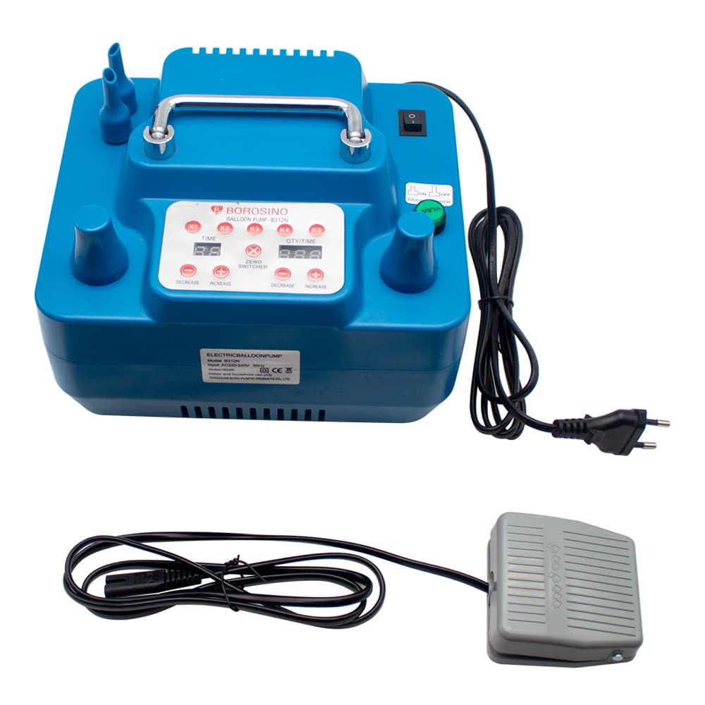 Jieotwice Professional Double Hole Inflator Electric Balloon Pump Timing Quantitative with Memory Function Foot Switch 800W