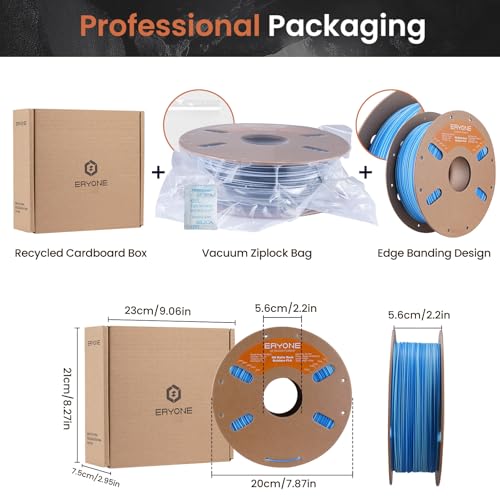 Image of ERYONE Matte Rock Rainbow 3D Printer PLA Filament 1.75 + /-0.03mm, Matte Multicolor Filament PLA 1KG(2.2LBS) Spool, 30-500mm /s High Speed Printing Twist Rainbow PLA, Arctic Ocean