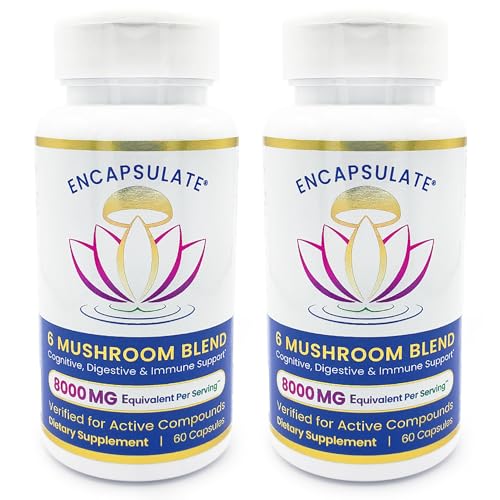 ENCAPSULATE 6 Mushroom Blend – Reishi, Chaga, Turkey Tail, Cordyceps, ...