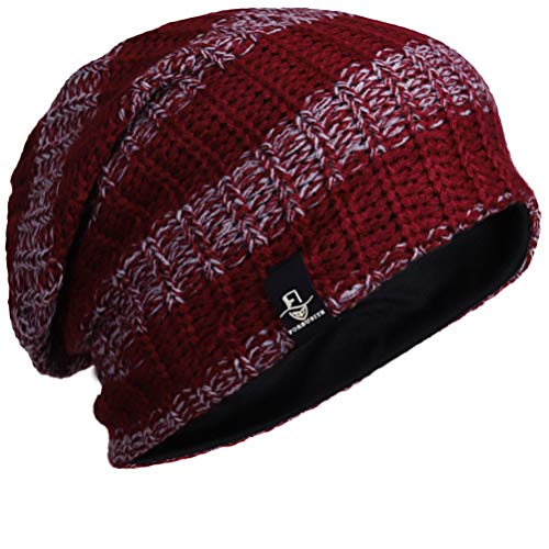 FORBUSITE Herren Strickmützen, Schwarz Slouch Long Beanie Kappen, Wintermütze Sommermütze Cover