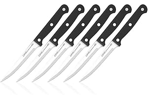 Kiso 6-Piece Ginsu Black Steak Knife Set - Dishwasher Safe and Always Sharp