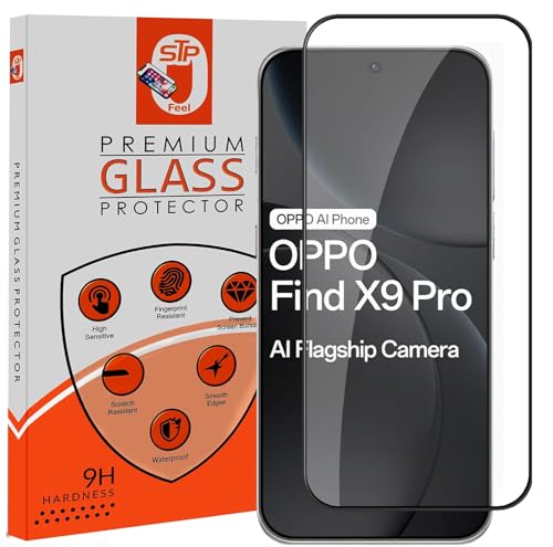 Image of STP FEEL Premium Tempered Glass Screen Protector Compatible For Oppo Find X9 Pro 5G (Ultrasonic Fingerprint Supported) (6.78 Inch, Pack of 1) | Edge to Edge Coverage With Easy to installation kit