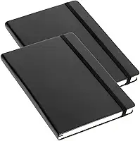 Kit 2 Caderneta Para Anotações Capa Dura Pautada ou Sem Pauta com Elastico A5 80 Folhas Marca CALMFY (Sem Pauta).