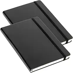 Kit 2 Caderneta Para Anotações Capa Dura Pautada ou Sem Pauta com Elastico A5 80 Folhas Marca CALMFY (Sem Pauta).