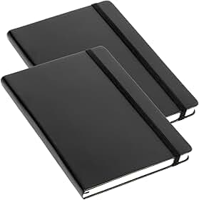Kit 2 Caderneta Para Anotações Capa Dura Pautada ou Sem Pauta com Elastico A5 80 Folhas Marca CALMFY (Sem Pauta).