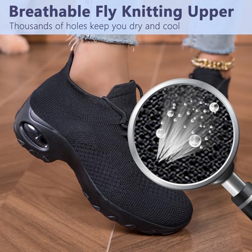 Image of Non Slip Work Shoes Women, Slip On Sneakers Women,Work Shoes Walking Gym Nurse Mesh Casual Fashion Sneakers Comfort Breathable Lightweight