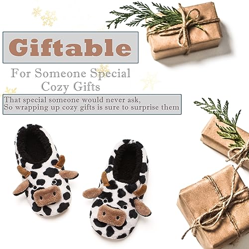 Image of Cozylook Cute Animal Slippers for Women and Kids Fuzzy Non Slip Soft Sole