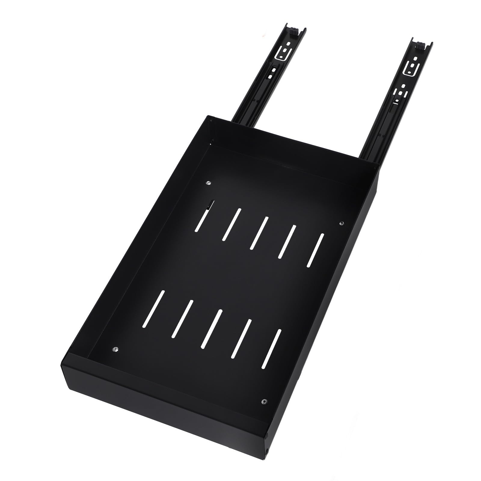 HEALLILY Panier Séparateur Réglable pour Acier au Carbone Cuisine Organisateur de Placard Coulissant Tiroirs Coulissants Noir sans Installation Égouttoir Ustensiles