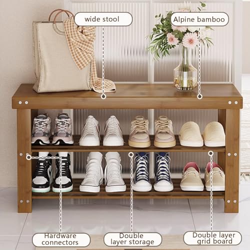 Rangement pour chaussures d'entrée et banc en bambou compact