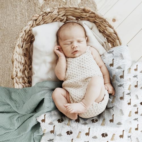 Image of lulumoon Baby Muslin Swaddle Blankets: Soft Receiving Blanket for Newborn - Cotton Swaddling Blanket for Neutral 2Pack