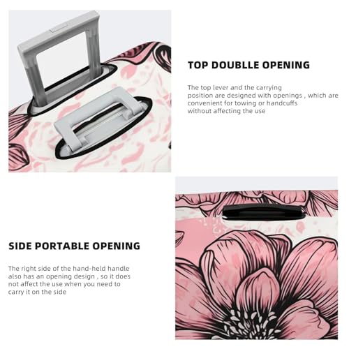 Travel Luggage Cover Dahlia Flower Doodle Suitcase Protector Elastic Washable Stretch Suitcase Protector Anti-Scratch Travel Suitcase Cover Fit 18-32 Inch Luggage4