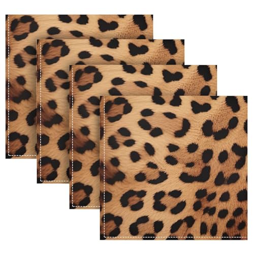 Servilletas de tela estampado leopardo set x4 50.5x50.5 cm miniatura 1