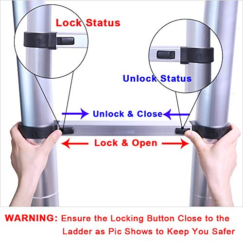 6.6FT Telescoping Ladder, Lightweight Collapsible Ladders, Aluminum Retractable Ladder, Folding Extension Ladders for RV, Loft, Attic, Home, 330LB Capacity