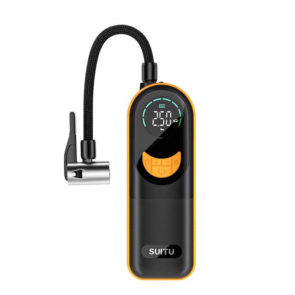 Compresor de Aire portátil inalámbrico para Coche, Delgado, Potente | fácil de usar, con luz LED y bajo nivel de ruido. Bomba infladora de neumáticos para coche con luz LED.