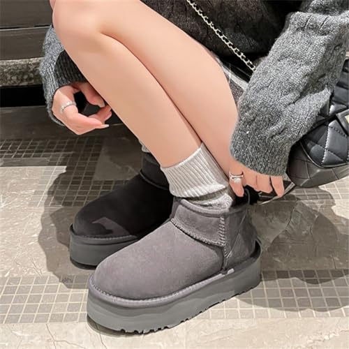 Fashion Platform Boots for Women's Fur Fleece Lined Suede Mini Boots for Men Comfortable Warm Outdoor Indoor House Non-Slip Short Ankle Boots Winter3