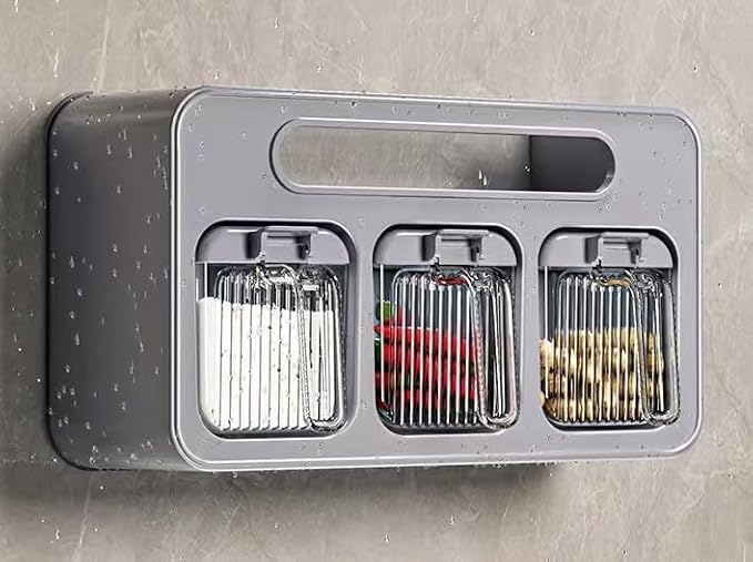 Buy Seadra Wall Mounted Spice Jars with Handle, Cover & Spoon