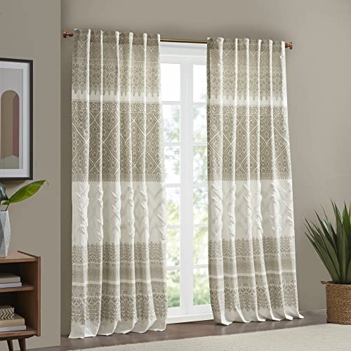 INK+IVY Mila 100% Cotton Single Panel Curtain Tufted Chenile Boho Design Rod Pocket Top Drape for Living Room Privacy Window Treatment for Bedroom Apartments - Image 2