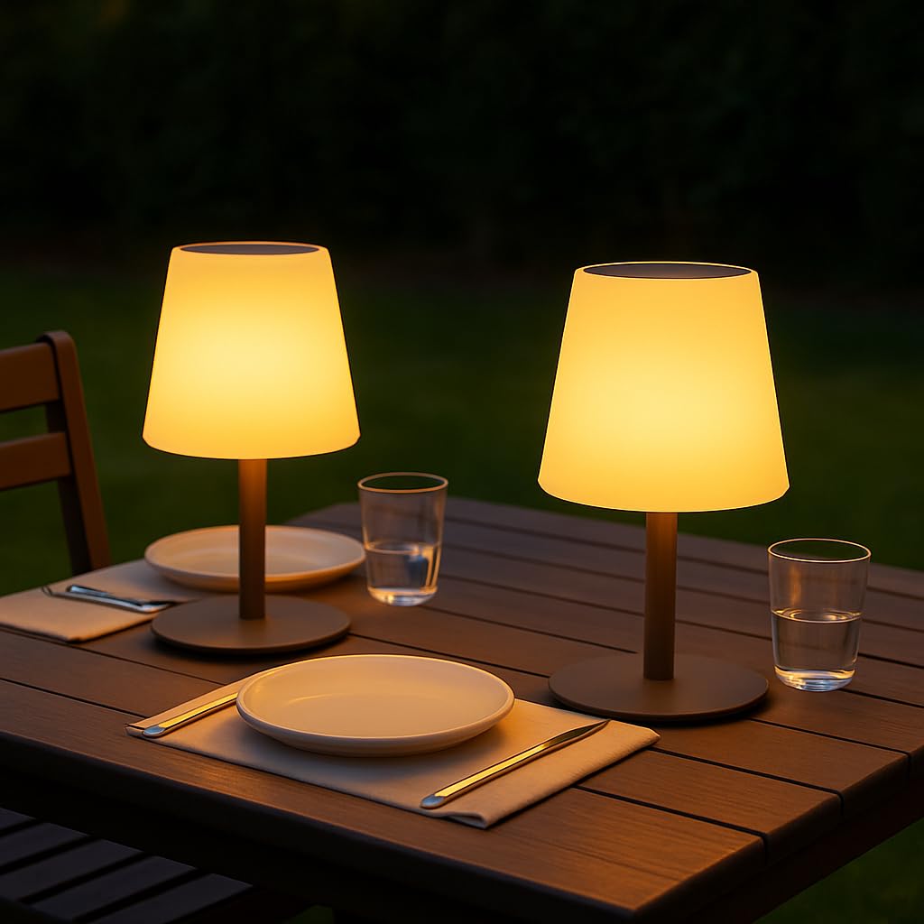 Lumisky Set di 2 lampade da tavolo solari e ricaricabili a LED bianco caldo/bianco dimmerabili STANDY TINY SOLAR H25cm