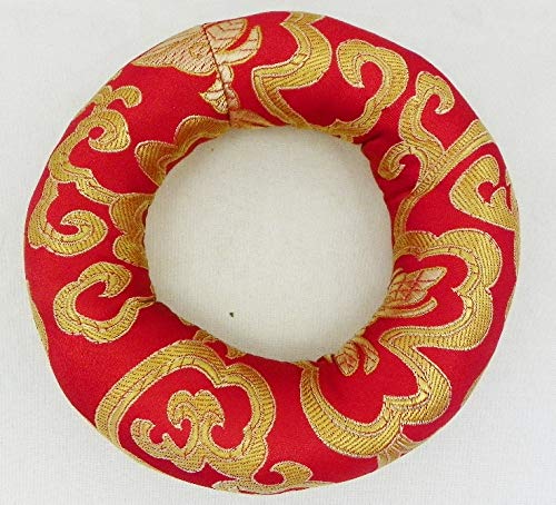 F690 Silk Brocade Ring Cushion Pillow for Tibetan Singing Bowl Hand Made in Nepal