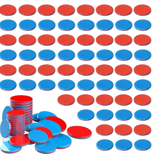 100 Stück Rechenplättchen Rot/Blau Wendeplättchen Mathematik Lernhilfe Plättchen Mathe - Rechenhilfe für Kinder Rechenschieber 1. Klasse Grundschule & Homeschooling (24x14x4mm)