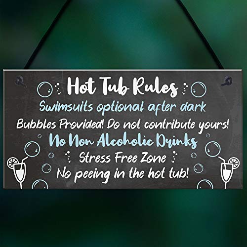 Red Ocean Hot Tub Rules Sign Hot Tub Signs And Plaques Shed Sign Summer House Plaque Home Decor Gift #TOP4