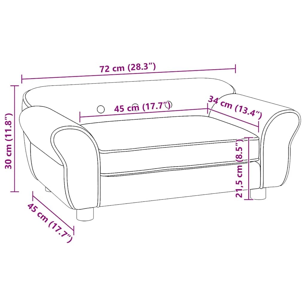 Canapé pour Chien Gris Foncé 72x45x30 cm Peluche Sofa Chats Animaux