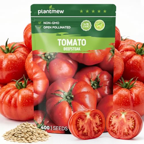 PLANTMEW Beefsteak Tomato Seeds for Planting - 400 Heirloom Indeterminate Tomato Seeds Vegetable Seed Packet with Instructions for Planting Home Garden Indoor & Outdoor
