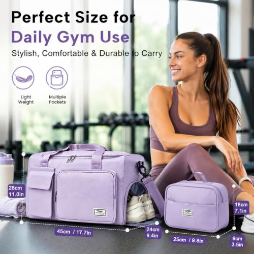 Image of FIORETTO Women's Gym Duffle Bag with Shoes Compartment, 30L Capacity, Ideal for Travel, Gym, Sports, Duffel, Weekender