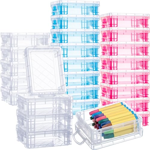 Image of Suzile 25 Pcs Bulk Plastic Crayon Boxes Pencil Case for Class,Colorful