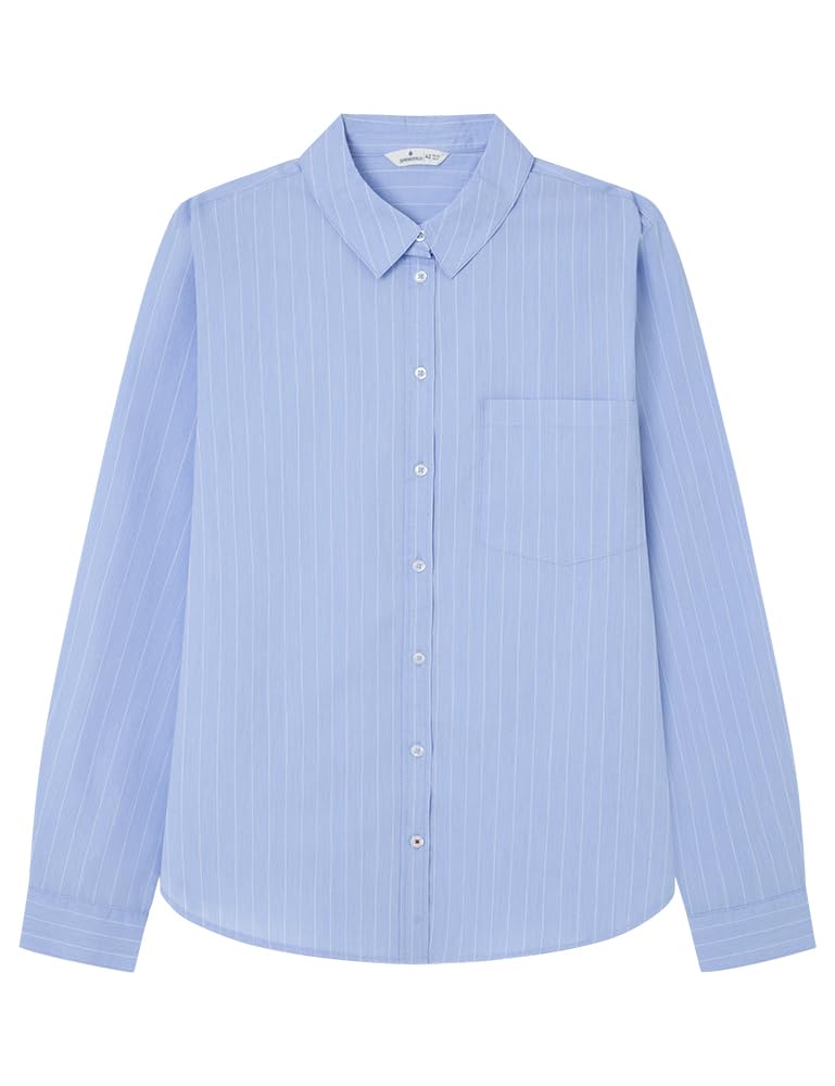 SPRINGFIELD Women's Camisa de Rayas Con Bolsillo Delantero Blouse, Light Blue, 10