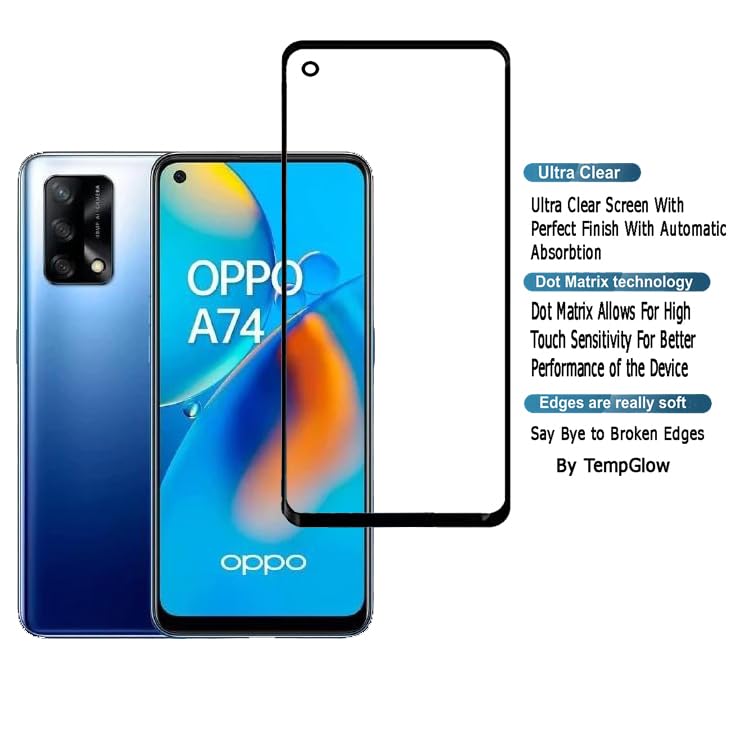 Image of Screen Protector for Oppo A74 4G (Black) Tempered Glass Edge-to-Edge 6D Screen Guard With Installation Kit