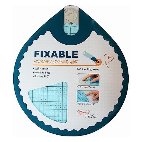 Love Sew 14" Rotating Cutting Mat with Lockable Non-Slip Base - Self-Healing Craft Mat for Quilting and Sewing. Features 360 Degree Rotation, Accurate Grid and Bias Lines for Precise Cutting Cover