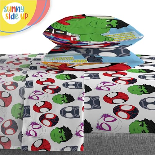 Sunny Side Up Marvel Spidey & His Amazing Friends Full Comforter Set - 7 Piece Kids Bedding Includes Comforter, Sheets & Pillow Cover - Super Soft Superheroes Microfiber Bed Set - Image 6