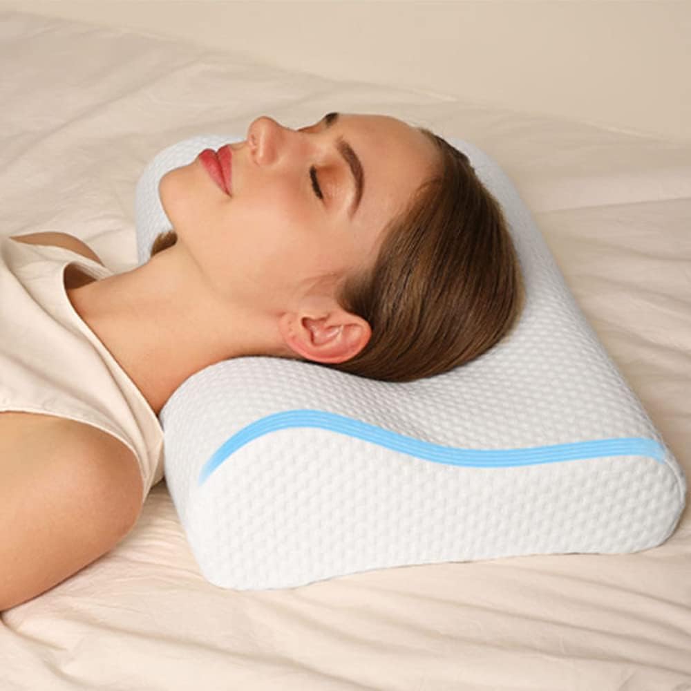 Zoliva Memory Foam Pillow,Orthopedic Pillow for Neck Pain Cervical Contour Memory Foam Pillow,Orthopedic Pillow for Neck Pain,Orthopedic Contour Pillow Support (Countor-1, White)