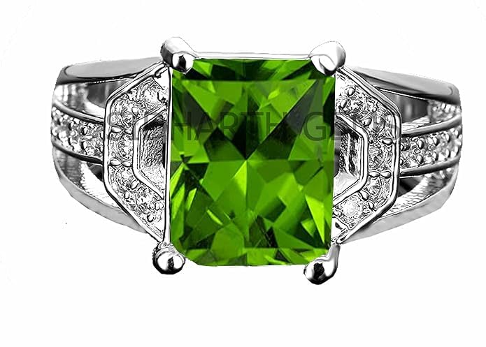 Bague réglable en péridot vert naturel cadeau idéal de forme poire