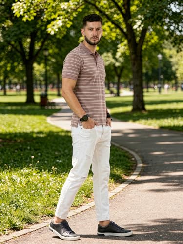 Image of fanideaz Branded Mens Half Sleeve Cotton Striped Polo T-Shirt for Mens || Polo Tshirt for Men || Branded Tshirt for Men
