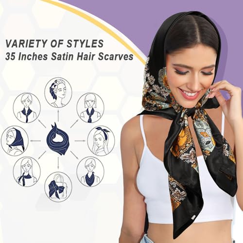 Large Square Head Scarf, Soft Fabric, for Adults, Versatile for Daily Wear, Fashion Accessory & Outfit Styling4