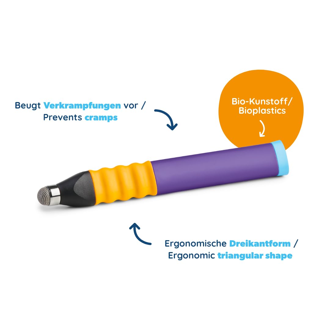 Edurino Ergonomischer Eingabestift | Tablet Stift für Kinder | Eingabestift für Edurino Figuren | Lernspiele ab 4 Jahren | Dreipunktgriff | Stylus Touch Pen (Lila)