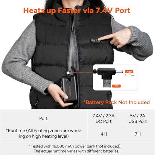 DR.PREPARE Heated Vest for Men and Women: Electric Jacket with Heating Zones and 3 Heat Levels