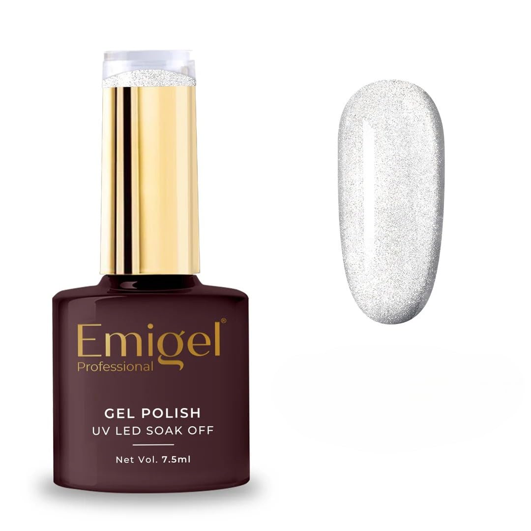 Emigel Professional Ice Crystal Cat Eye Gel Polish - Spicy Grey - 001 | Cured With UV LED Lamp | Super Glossy Finish | Quick Drying Nail Polish (7.5ml)-image-46