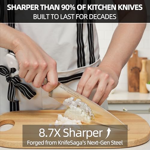 Image of Knife Set, 15 Pcs Kitchen Knife Block Set, Enduring Razor-Sharp Japanese High Carbon Stainless Steel Chef Knife Set with Block and Sharpener, Premium Knives Set for Kitchen, White Natural Wood