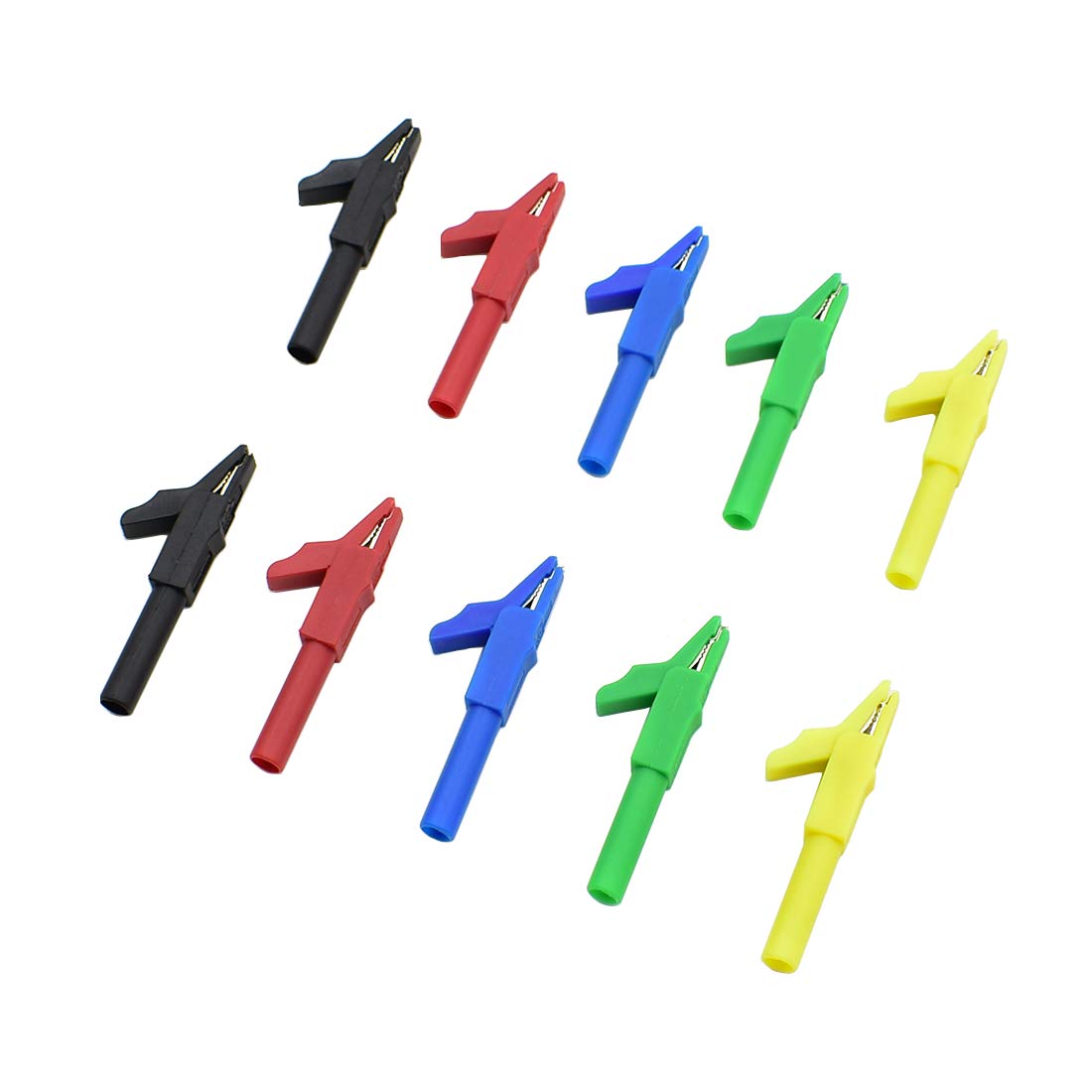 10Pcs 300V 15A Safety Insulated Multimeter Test Alligator Clips Electrical Tools with 4mm Banana Jack Socket Adapter