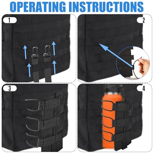 2pcs Water Bottle Holder for Molle, Nylon Sports Bottle Pouch Carrier Bag with Drawstring Top Mesh Bottom Bottle Carrier Cup Holder for Outdoor Camping