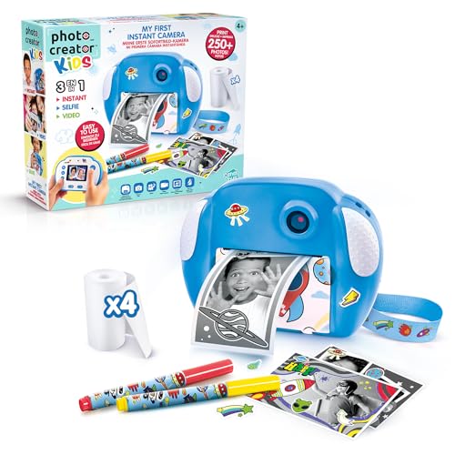 Photo Creator Kids Instant Camera Blue - Print Photos Instantly | Video Recording, Fun Filters,...