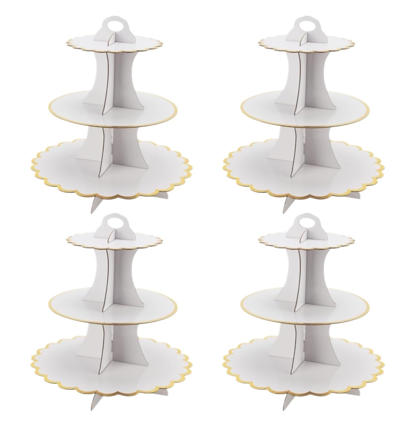 Tartas Paquete De 4 Soportes Redondos Cartón For Tartas Y Postres 3 Niveles For Cupcakes Expositor Soporte
